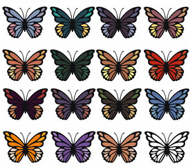 Butterfly. Butterfly set. Stickers set Icons, banners