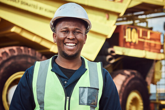 African Mine worker smiling