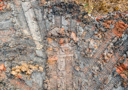 Aerial view of surface earth texture on construction site