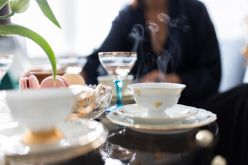 Steam coming out of a freshly poured cup of coffee