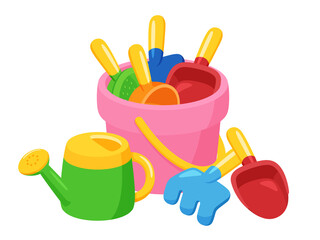 砂場遊びのおもちゃのイラスト