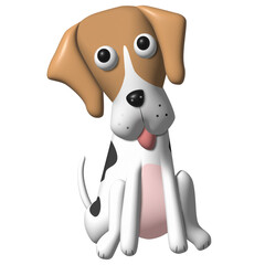 Cute beagle dog isolated 3d render