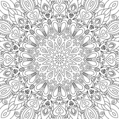 Zentangle doodle art bohemian pattern with mandalas. Black and white hippie style texture.