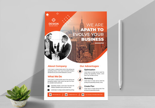 Corporate Flyer Layout with Orange Elements