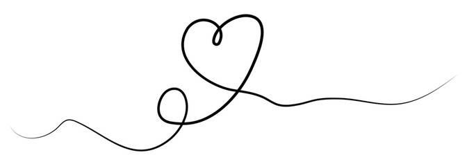 One line heart. Love symbol. Vector illustration