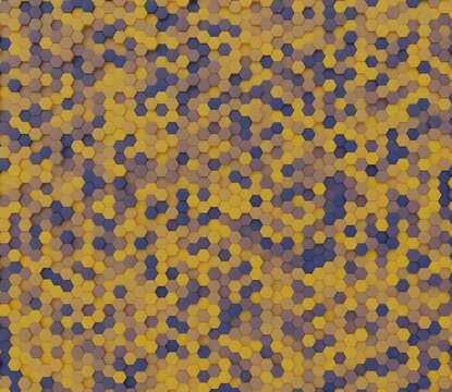Textura de Hex&aacute;gonos em degradee alinhados lado a lado azul e amarelo