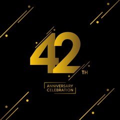 42 year anniversary celebrations logo design concept. vector template illustration - obrazy, fototapety, plakaty