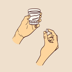 Human hands hold a cure in capsule.
