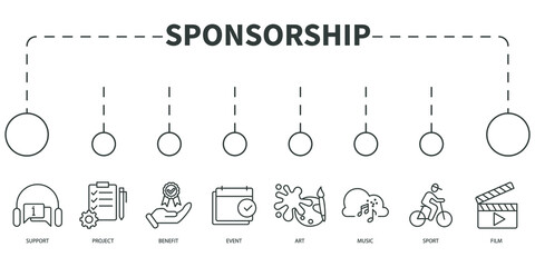 Sponsorship Vector Illustration concept. Banner with icons and keywords . Sponsorship symbol vector elements for infographic web