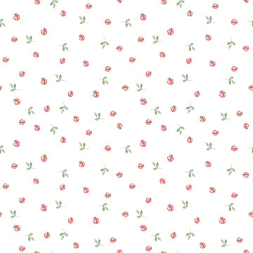 Ladybug watercolor seamless pattern illustration for kids