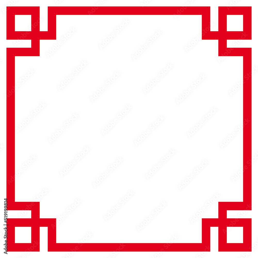 Aufkleber red chinese frame. red and white square frames with traditional patterns isolated on white backgroun