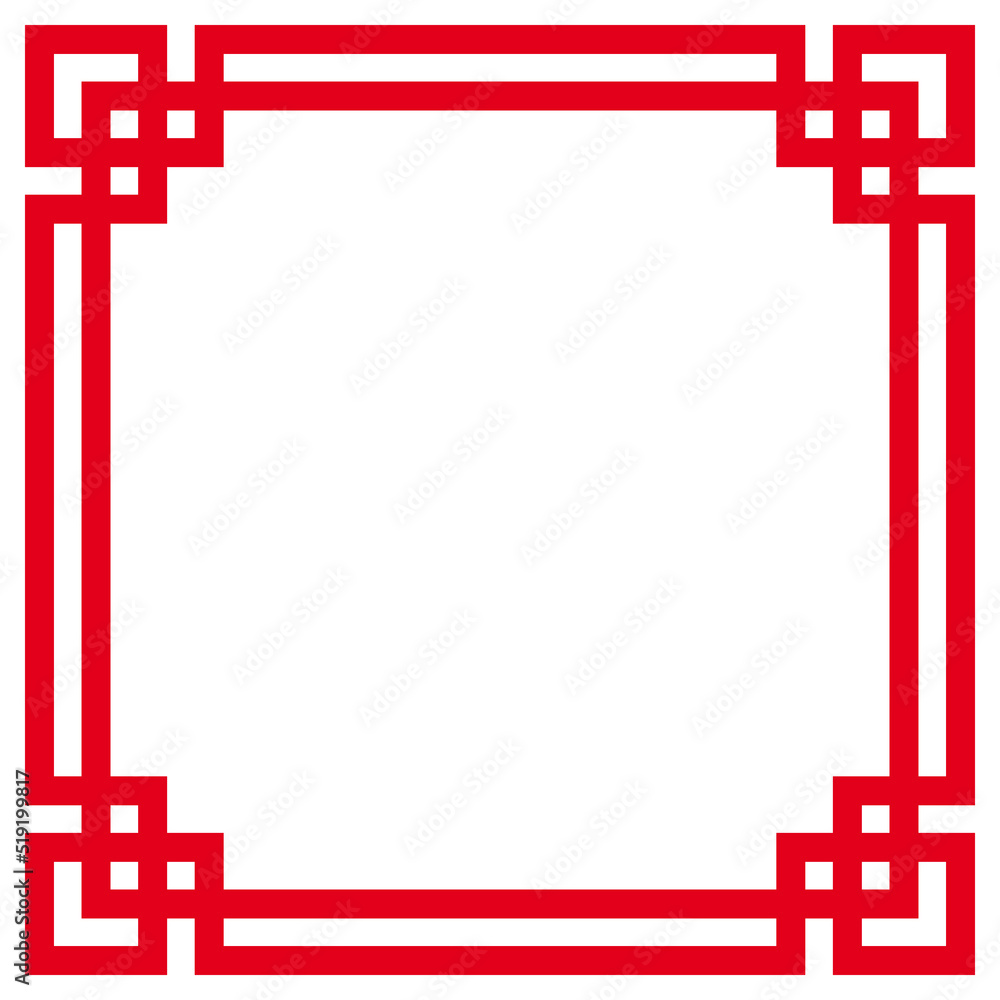 Poster red chinese frame. red and white square frames with traditional patterns isolated on white backgroun