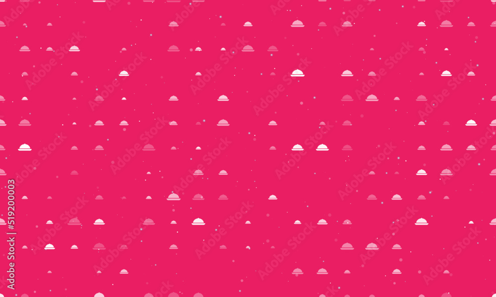 Poster seamless background pattern of evenly spaced white cloche symbols of different sizes and opacity. ve