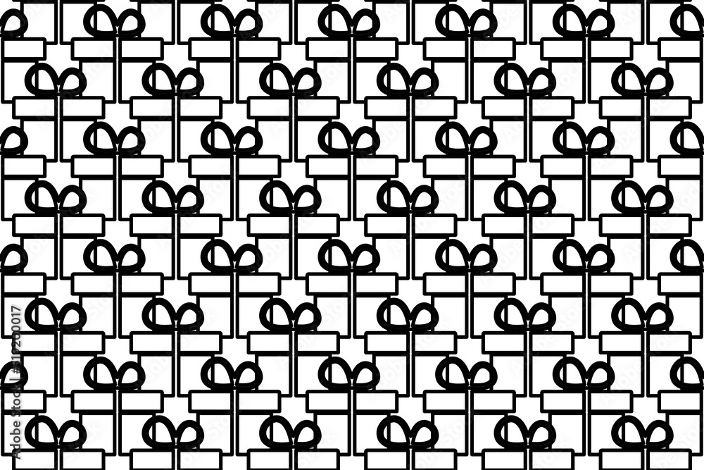 Poster seamless pattern completely filled with outlines of gift symbols. elements are evenly spaced. vector
