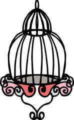Bird's cage illustration. Hand-drawn illustration.