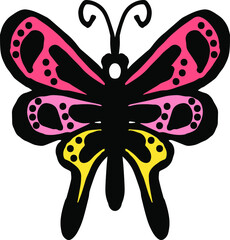 Colorful butterfly Illustration. Hand-drawn Illustration.