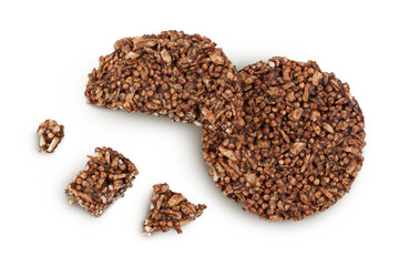 amaranth cookies with carob isolated on white background. Healthy food. Top view. Flat lay