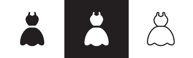 Dress icon. Gown dress symbol. Woman clothes online shopping signs, vector illustration.