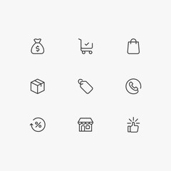 Fototapeta premium e-commerce online shopping line black 36 icons set