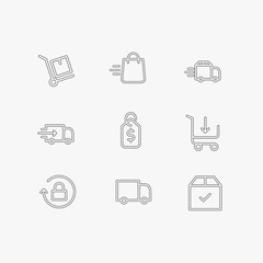 e-commerce online shopping line black 36 icons set