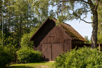 A wooden shed in Melnsils in Latvia