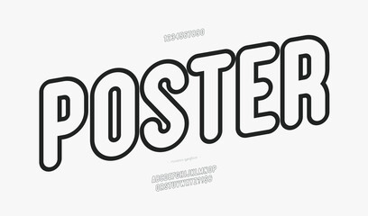 Vector poster font rounded bold line style modern typography for decoration, logo, poster, t shirt, book, card, sale banner, printing on fabric, industrial. Cool typeface. Trendy alphabet. 10 eps