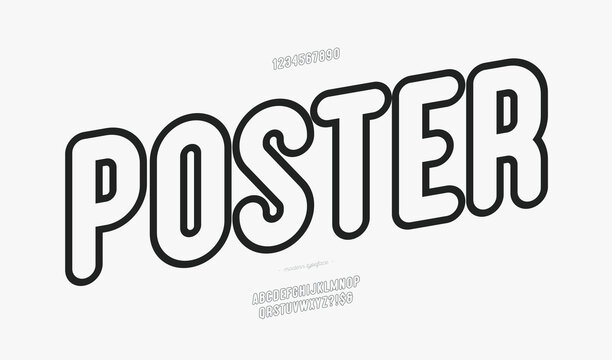 Vector poster font rounded bold line style modern typography for decoration, logo, poster, t shirt, book, card, sale banner, printing on fabric, industrial. Cool typeface. Trendy alphabet. 10 eps