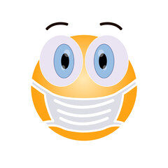 Emoji in medical mask for poster, communication, chat symbol. Coronavirus smile sign. Vector 10 eps