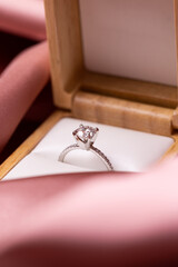Diamond Wedding Ring Pink Fabric