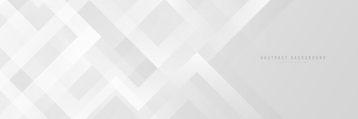 Abstract white background with square shape. Modern white and gray gradient geometric pattern. Futuristic concept. Elegant horizontal banner design. Suit for cover, poster, brochure, website, flyer