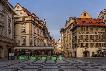 In the morning, Prague's old City Square.