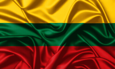 Lithuania waving flag close up silk texture satin background image