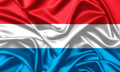 Luxembourg waving flag close up silk texture background