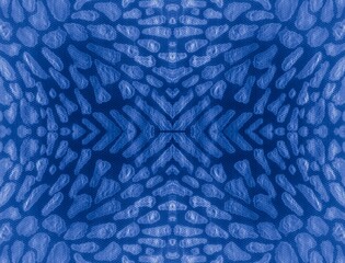Snake Graphic Pattern. Indigo Fashion Style. Blue