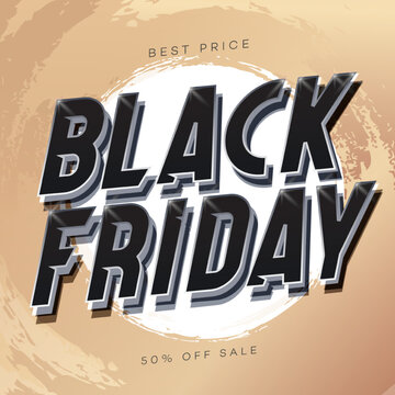 Black friday sale banner template golden style for social media publication, mega sale, web site background, promotion, special offer, advertisement, hot price and discount poster. Vector 10 eps