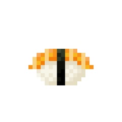 Salmon sushi pixel art. Vector illustration.