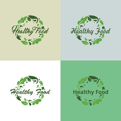 Healthy organic eco vegetarian food Logo design vector template.