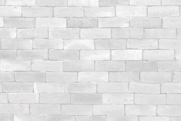 White brick wall texture background for stone tile block painted in grey light color wallpaper modern interior and exterior.                    
