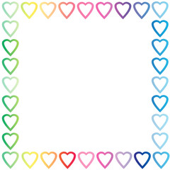 Rainbow Frame of Heart Shapes