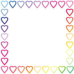 Rainbow Frame of Heart Shapes