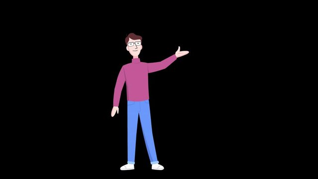Flat style cartoon animated character speaking lip-sync with speech bubble.
