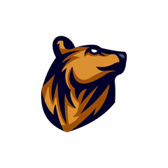 Bear head mascot vector for emblem design with color brown. Wild animal silhouette of head bear for element design.