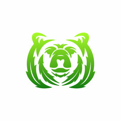 Marijuana Logo Bear template with marijuana leaf for cannabis