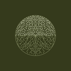 Circle Tree vector logo this beautiful tree is a symbol of life, beauty, growth, strength, and good health.