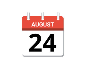 August, 24th calendar icon vector, concept of schedule, business and tasks
