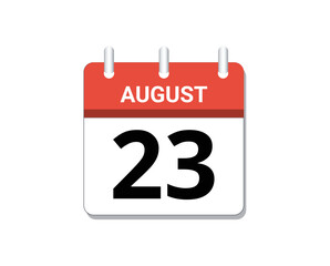 August, 23rd calendar icon vector, concept of schedule, business and tasks
