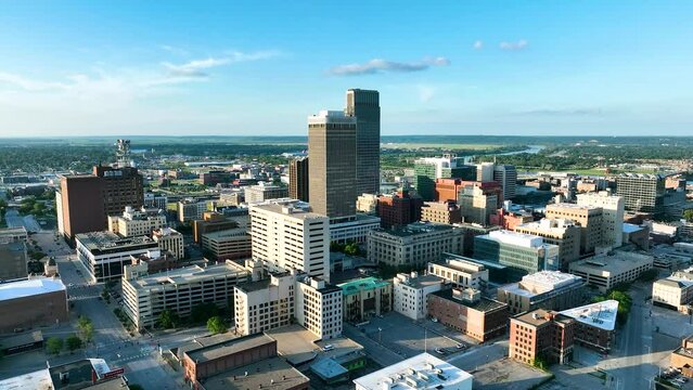 Omaha Skyline Summer Aerial 4K