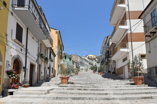 A narrow street in Trivento, a mountain village in the Molise region of Italy.