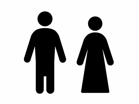 Arab Muslim Man And Woman Vector Icon Toilet Sign.