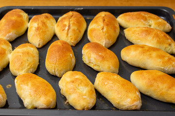 homemade pies on protvin, close-up